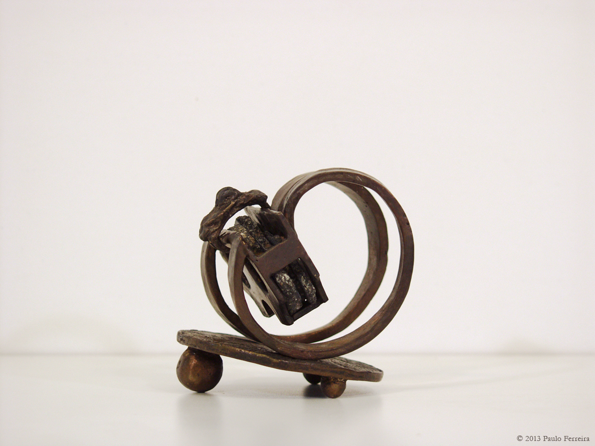 PMS Cradle - lost wax bronze, side view; commission by Robert Brittan