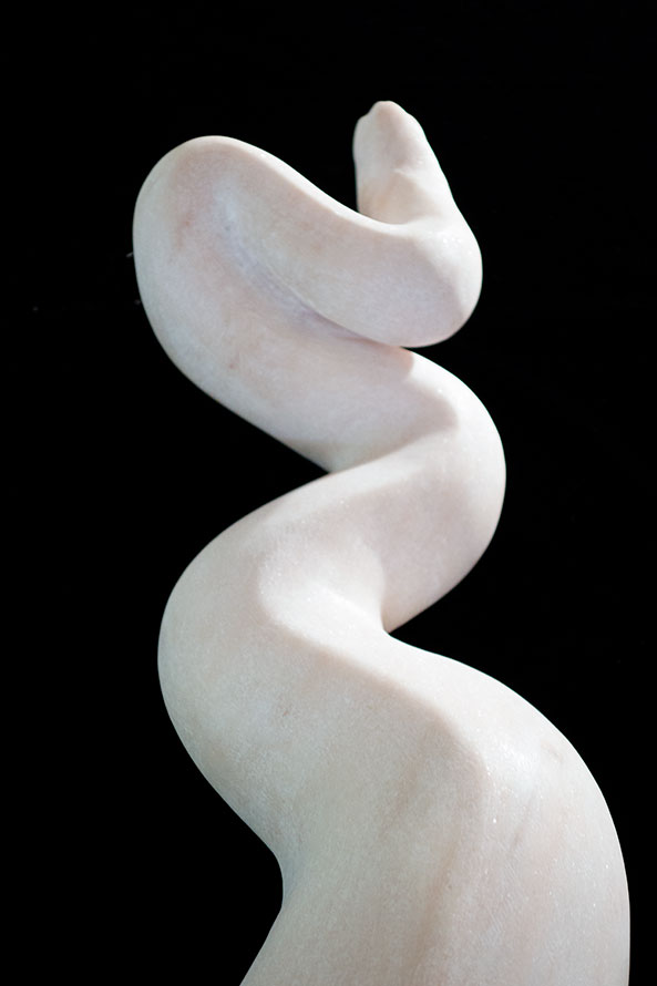 Cobra: Marble Sculpture by Paulo Ferreira - top view from back