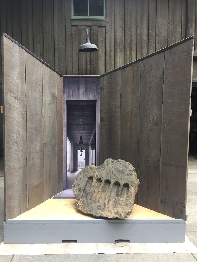 Promontory Live Auction Booth Design 2017 - Promontory Live Auction Booth Design 2017 by Paulo Ferreira and Olaf Beckmann: Rock slab with bottle recesses