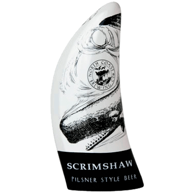 Scrimshaw Tap Handle - acrylic; graphic design, Colored Horse Studios; commission by North Coast Brewing Co.