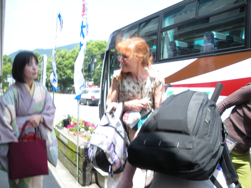 Omachi arrival: Hiromi-San (Left) and Sharon Gardner (Right)